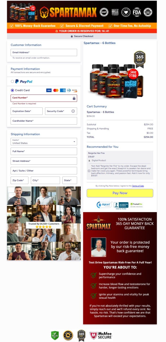 Safe and protected checkout for Spartamax orders